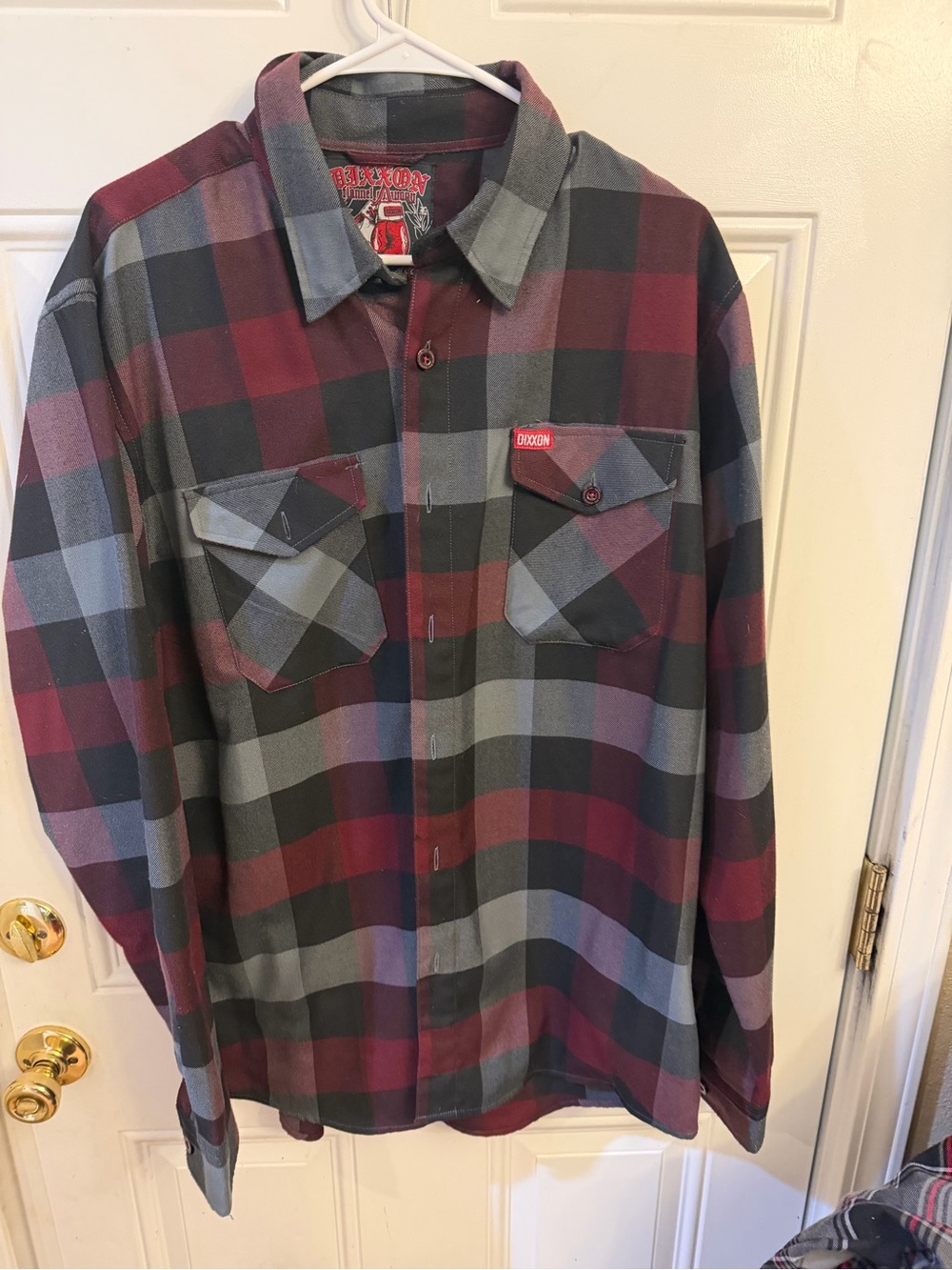 Dixxon Men's Red & Gray Plaid Button-Down Shirt